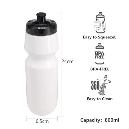 10 Pack 27 oz Sports Water Bottles Sports and Fitness Squeeze Water Bottles BPA Free come with 16 pcs Chalk Labels, 1 Pen - size: 27oz 10pack(White)