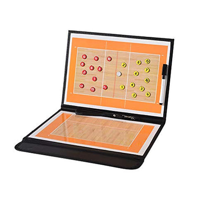 Foldable Leather Football Soccer Magnetic Tactic Marker Coaching Clipboard with Zipper and Marker Pen - Coaching Strategy Guiding Board Kit Equipment Portable Coach Tool - style: Volleyball