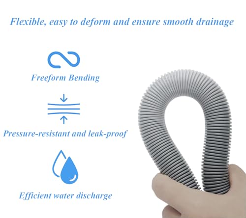 10ft Washing Machine Drain Hose Extension Kit | Universal for Washer, Dishwasher & Dehumidifier, 7-Piece Set with U-Bracket, 4 Clamps & Adapter - size: 10Feet