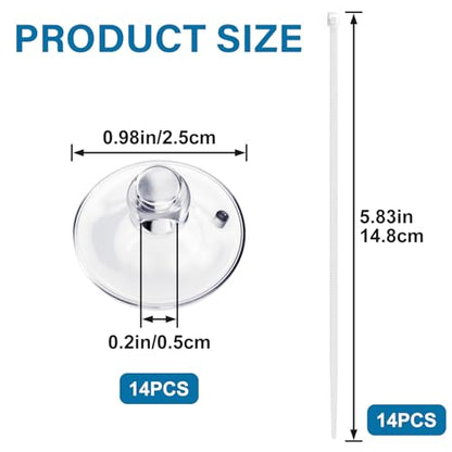 28pcs Clear Aquarium Suction Cups, Removable Window Sucker Cups Hooks with Adjustable Zip Ties, Multi-Purpose Cable Management Suction Pads Clips for Hanging String Lights Binding Moss Plants
