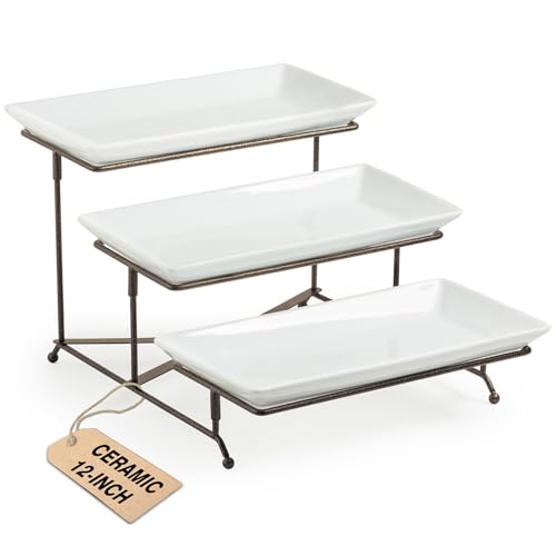 LAUCHUH 3 Tier Serving Tray for Party, Porcelain Tiered Serving Tray Stand - color: Bronze, size: 12 Inch