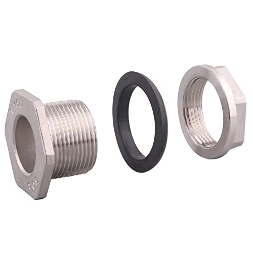 DERNORD 1” Female Bulkhead Water Tank Connector Stainless Steel Bulkhead Fittings - size: 1 Inch, style: Pack of 1