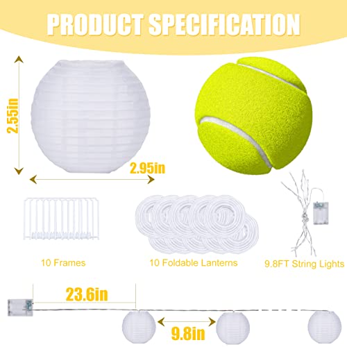 RJZZ Lantern String Lights White Lantern Lights 9.4Ft Nylon Lanterns with Lights Battery Operated 10 Count String Lights Indoor Outdoor Hanging Lights for Bedroom, Nursery, Patio, Party, Wedding - color: White