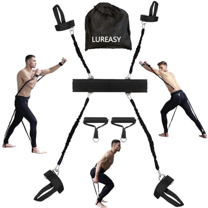 12pcs/Set Boxing Resistance Bands, Boxing Equipment,Training Equipment, Boxing Trainer, Boxing Gear, Latex Resistance Belt Taekwondo Explosive Power Training Multi Functional Tension Rope Set - color: Black