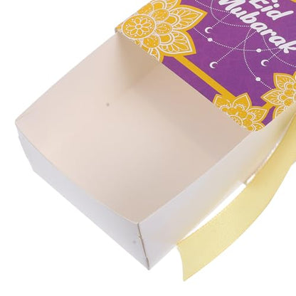 Cabilock Eid Festival Candy Packaging Boxes 20pcs Purple Book Shaped Paper Boxes Ramadan Party Favor Candy Holders for Ramadan Eid Mubarak Treats