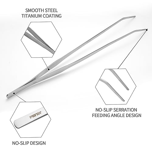 FEITA Extra Long 15 Inch Tweezer Stainless Steel Curved Tip for Aquarium Fishtank Aquascaping Tools, Aquarium Fishtank, Mega Reptile Feeding Tongs - style: 15Inch Curved-Tip