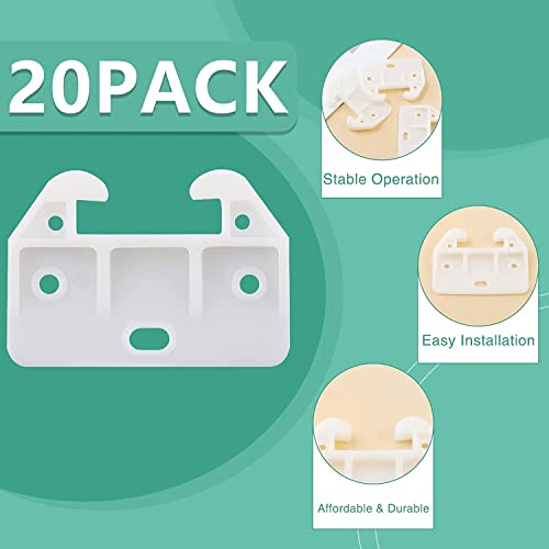 Litoexpe 20 Pieces White Plastic Drawer Guides with Screws, 58×41×29mm | Rear Drawer Replacement Guides Brackets, Smooth Glide Track, Includes Mounting Screws, for Dressers, Wardrobes - size: 58×41×29mm - 20 Pcs