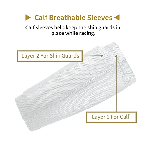 AIMISICAR Kids Youth Soccer Shin Guards with Sleeves for 3-15 Years Old - color: White, size: S ( 3'3" - 3'10" Tall )