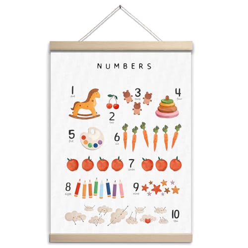GOVGRTB Numbers Wall Art Print, 1-10 Educational Poster for Toddler Kids Nursery Classroom, Cute Animal Number Wall Decor for Playroom Montessori Homeschool Decor 12x16 Inch unframed - color: Richly colored animals and plants