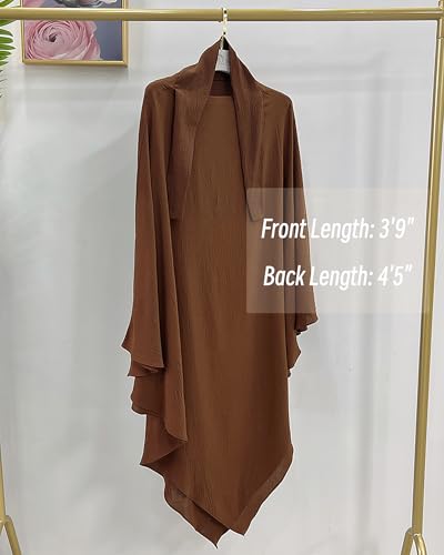 Muslim Prayer Abaya Islamic Women's Khimar Pure Color Hijab Dress Long Sleeve Dubai Kaftan - color: Coffeehijab
