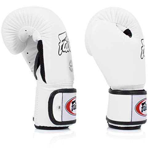 Fairtex BGV1BR Breathable Boxing Gloves, Lightweight Shock Absorbent Gear - color: White, size: 12 oz