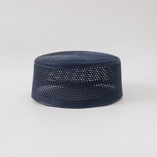 Knitted Cotton Turban Hat for Men Breathable Kufi Prayer Hat Ramazan Hijabs Caps Arabian Skull Hat - color: Bk, size: Large