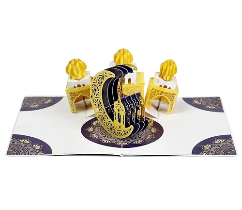 CUTPOPUP Ramadan Card Pop Up, 3D Ramadan Kareem, Eid Mubarak, Awesome Holy Month Present, Eid al-Fitr Celebration, Muslim Holiday, with Note and Envelope SD258US1520