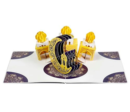 CUTPOPUP Ramadan Card Pop Up, 3D Ramadan Kareem, Eid Mubarak, Awesome Holy Month Present, Eid al-Fitr Celebration, Muslim Holiday, with Note and Envelope SD258US1520