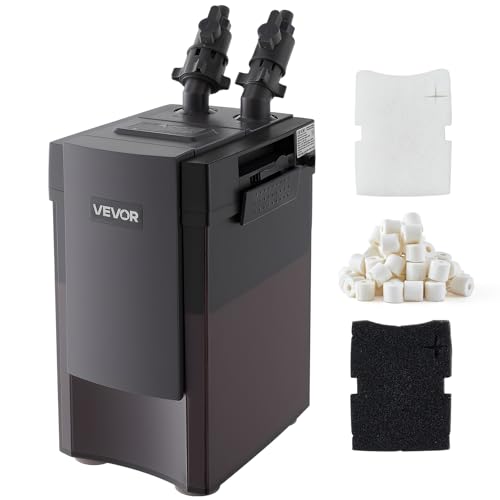 VEVOR 317GPH Canister Filter, 3-Stage External Aquarium Filter with Powerful Pump, Water Circulation Cleaning Machine with Media for Large Fish Tanks and Aquariums Up to 100 Gallons, for Freshwater - size: 317 GPH