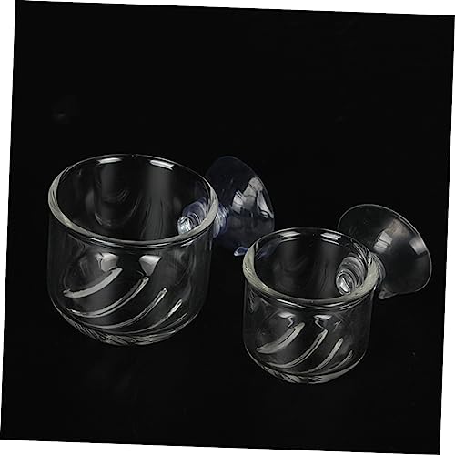 2Pc Clear Glass Feeding Cups for Fish for Red and Brine Shrimp Aquarium Equipment for Aquatic Supplies Enhance Fish Feeding Experience