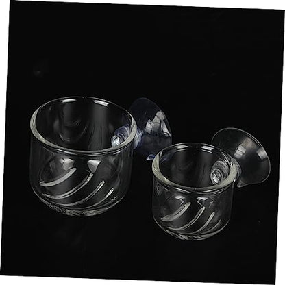 2Pc Clear Glass Feeding Cups for Fish for Red and Brine Shrimp Aquarium Equipment for Aquatic Supplies Enhance Fish Feeding Experience