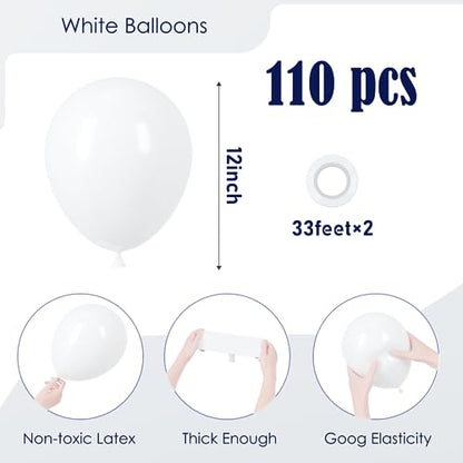 Voircoloria 110pcs White Latex Party Balloons, 12inch - color: 03 White, size: 12 inch - 110pcs