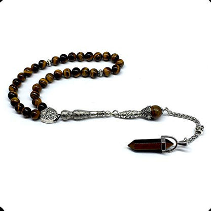 Design Tiger Eye Stone Series Worry Beads - Elegant 8 mm 33 Beads, Long Metal Tassel - color: Elegant 8 mm 33 Beads, Long Metal Tassel