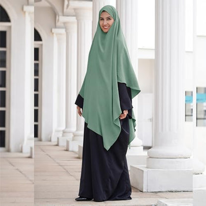 FYMNSI Women's Hijab Muslim Islamic Khimar Long Head Scarf Solid Color Modest Prayer Shawl Hijab Cover for Ramadan Eid