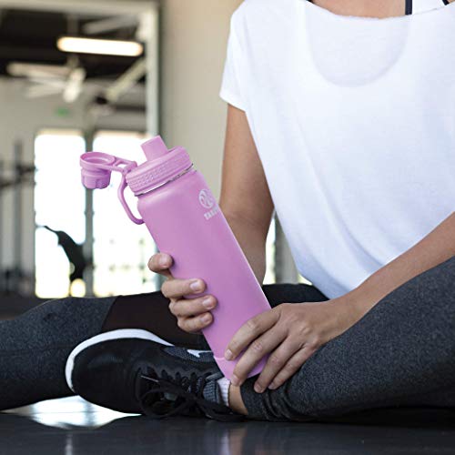 Takeya Actives Stainless Steel Water Bottle, Insulated Spout Lid, Keeps Drinks Cold 24 Hrs, Leakproof, Durable, Dishwasher Safe, Ideal for Gym, Travel, Fits Most Cup Holders, 24 oz/Lilac - color: Lilac, size: 24 Ounces