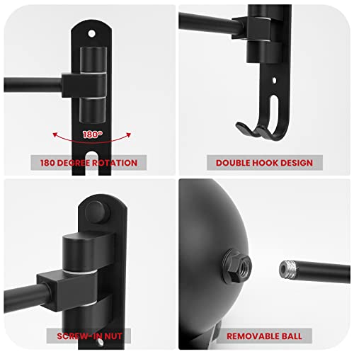 Helmet Hanger Wall Mount 180° Swivel Helmet Holder for Motorcycle Bike Racing Outerwear Sports Gear - color: Black-1
