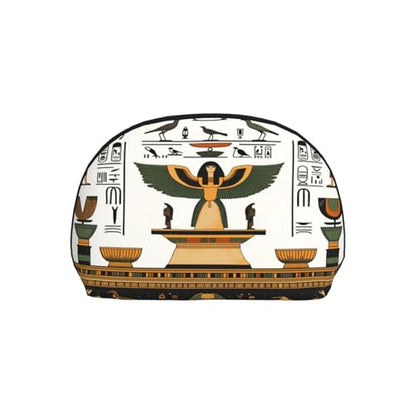Egyptian Mystery Style 2-Piece Shell Makeup Bag Set, Large Capacity Travel Cosmetic Bag For Women With Zipper, Waterproof Polyester Toiletry Organizer Pouch For Purse, Travel, Gym & Daily Use - color: Egyptian Mystery Style