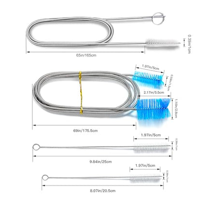 67Inch Flexible Drain Brush, Nylon Cleaner Double Ended Elastic Hose Pipe, 4 PCS Straw Cleaning Brush for Fish Tank Glass Tube Home Kitchen