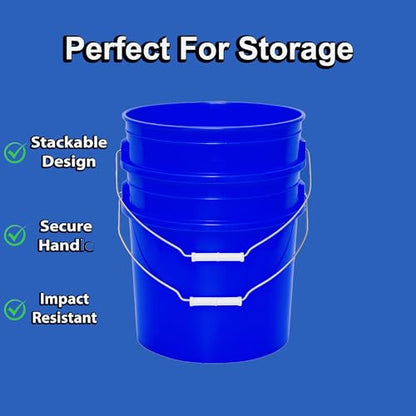 5-Gallon Bucket with Airtight Lid – Made in USA, Food Grade BPA Free Plastic, Heavy Duty Multi-Use, Metal Handle with Grip, Stackable Storage – Blue, 1 Pack - color: Blue, size: 1