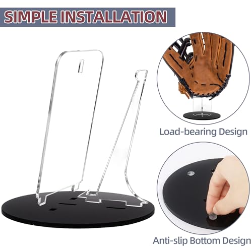 Baseball Glove Display Stand Baseball Glove Holder for Batting Gloves and Fielder's Gloves, Black and Clear