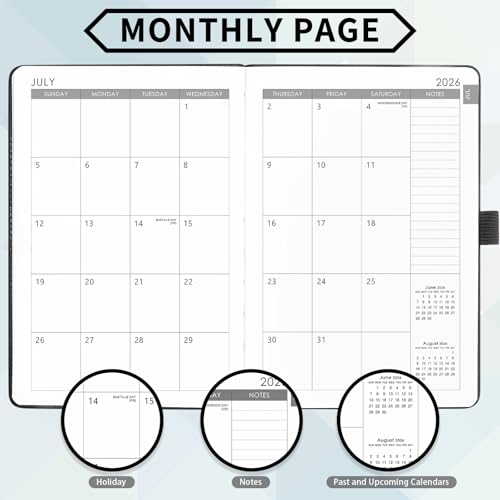 2026-2027 Planner - Academic Planner 2026-2027 Weekly Monthly Planner, July 2026 - June 2027, 5.7'' x 8.4'', Thick Paper, Leather Cover, Pen Holder, Back Pocket, Perfect Daily Organizer- Grey - color: Grey