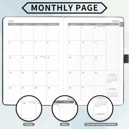 2026-2027 Planner - Academic Planner 2026-2027 Weekly Monthly Planner, July 2026 - June 2027, 5.7'' x 8.4'', Thick Paper, Leather Cover, Pen Holder, Back Pocket, Perfect Daily Organizer- Grey - color: Grey