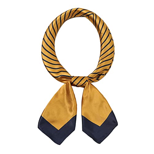 RIIQIICHY Head Scarf for Women Like Silk Satin Scarf for Hair Wrapping at Night Bandana Square Scarf for Sleeping 35 Inch - color: Gold/Black