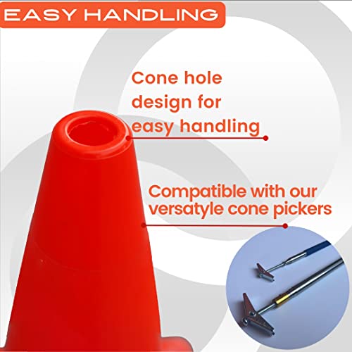 Versatyle Heavy Duty Agility Training Cones (2 in, 6 in, 9 in, 12 in, 28 in) for Sports, Kids Coaching, Multipurpose Field Marker Cones, Soccer, Basketball Drills, Bike, Motorcycle, Traffic Training - style: 9in, Orange