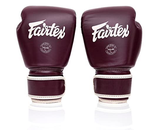 Fairtex BGV16 Leather Compact Muay Thai Boxing Gloves - color: Maroon, size: 14 oz