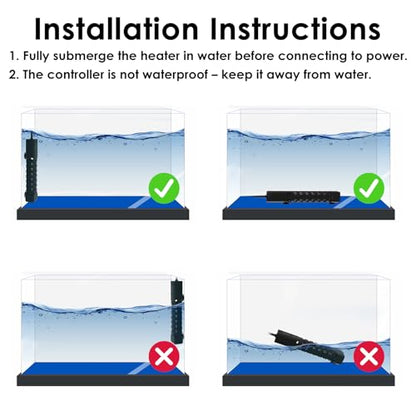 300W Aquarium Heater, Adjustable Fish Tank Heater, with Digital Display, Overheat Protection & Dry Run Protection, for 40-75 Gallon Water - size: For 40-75 Gal