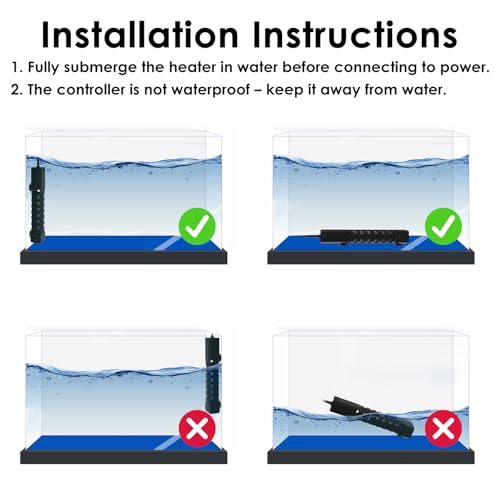300W Aquarium Heater, Adjustable Fish Tank Heater, with Digital Display, Overheat Protection & Dry Run Protection, for 40-75 Gallon Water - size: For 40-75 Gal