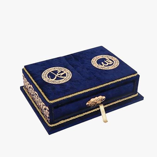 Holy Quran Keepsake Quran Rahle Holder Muslim Rayiha Gift Set (Blue) - color: Blue