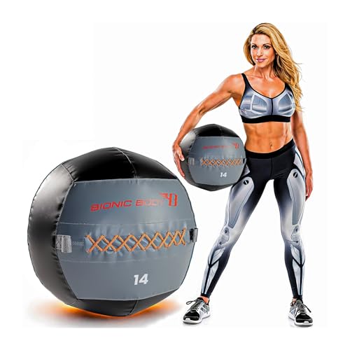 Bionic Body Soft Medicine Ball Weighted Slam Wall Ball for Cardio Workout and Core Training – Ideal for Squat, Lunge, and Partner Toss - style: 14LB
