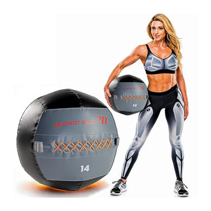 Bionic Body Soft Medicine Ball Weighted Slam Wall Ball for Cardio Workout and Core Training – Ideal for Squat, Lunge, and Partner Toss - style: 14LB