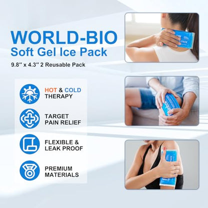Reusable Ice Gel Pack for Injuries, Soft Cold Pack Ice Wrap Hot Cold Compress Alleviate Inflammation Joint Pain Muscle Soreness, Flexible & Adjustable for Shoulder Elbow Foot Ankle Knee Wrist Leg Neck - color: 9.8" X 4.3" - 1 Ice Pack & Wrap