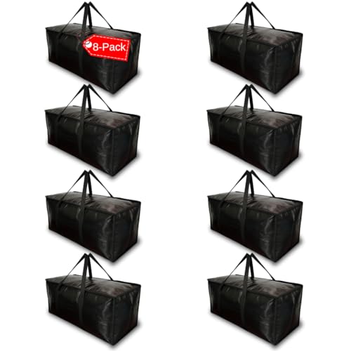 BAG-THAT! 8 - Pack Heavy Duty Large Moving Bags, with Strong Zipper and Comfortable Handles Durable & Sturdy Clothes packing Storage Bags Totes Bins Packing Moving Boxes College Supplies for moving. - size: 8 Pack