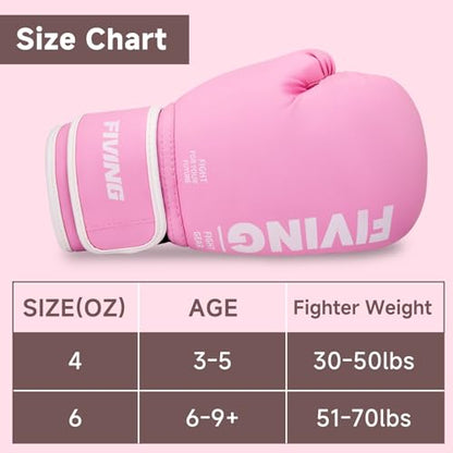 Kids Boxing Gloves, Youth Boxing Training Gloves for Kids Boys and Girls, 4oz & 6oz Fighting Gloves, Punching Bag Kickboxing Thai Mitts MMA Training Sparring Gloves - color: Pink, size: 6oz