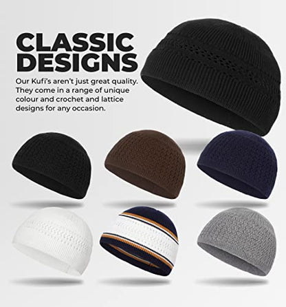 Tough Headwear Kufi Hat - Kufi Hats for Men Muslim, Turkish Kufi Cap - color: Black Lattice
