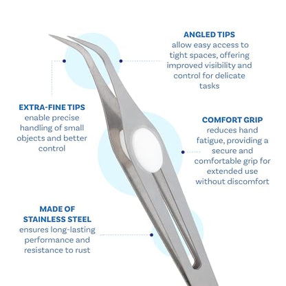 The Beadsmith Angled Precision Tweezer – Multipurpose Stainless Steel Tool w/Curved Tip & Cushion Grip, 6 Inches