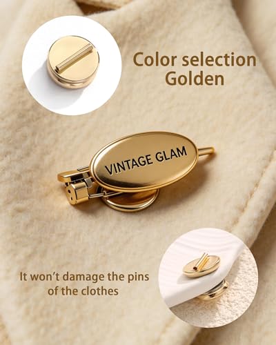Mini Magnetic Pin Brooch Converters, Almost Invisible Magnet Pin Backs for Clothing No-Damage Metal Clasps for Hijab, Scarf, Shawl & Thin Delicate Fabrics - color: Gold