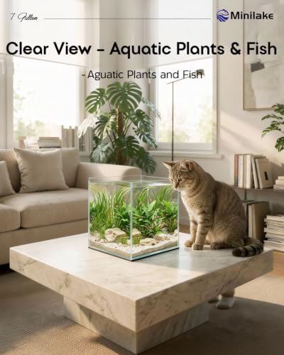 7 Gallon Rimless Cube Fish Tank, Ultra-Clear Glass Aquarium | Leak-Proof Fish Bowl for Aquascaping, Tropical Fish and Beautiful Aquatic Plant Layouts, Easy Setup and Maintenance, Clear - color: Transparent, size: 7 Gallon Cube