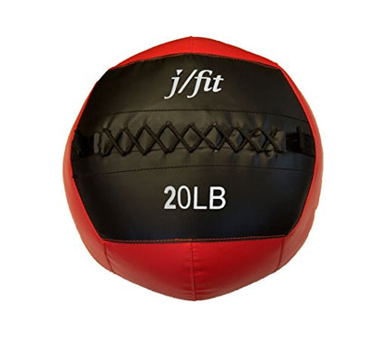 JFit Wall Ball – Premium Soft Weighted Exercise Ball for Strength, Conditioning, Gym & Home Workouts, 4-30 LB - color: Red/Black, style: 20 LB