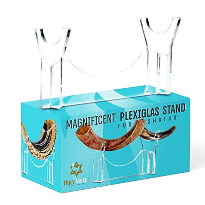 Holy Voice Sterling Silver-Plated 36"-39" Jerusalem Shofar Horn from Israel with Stand, Carrying Bag and Cleaning Brush – Made in Israel - color: Jerusalem, size: 36"-39"