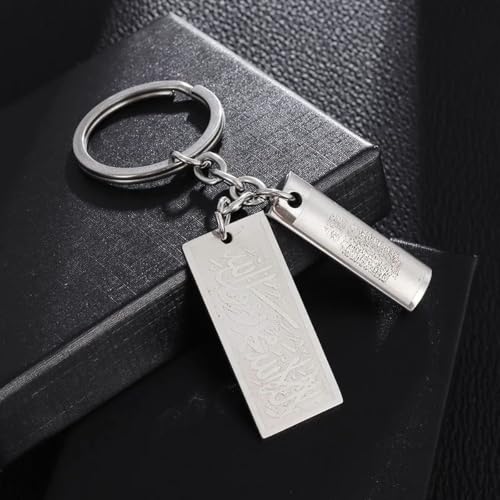 New 2025 Stainless Steel Muslim Islamic Allah Quran Verse Keychain Arabic Calligraphy Car Keychain Fashion Jewelry For Men And Women Decoration Jewelry Commemorative Accessories Trendy Best For Gift